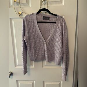 Reformation Lavender Cable Knit Cardigan Sweater